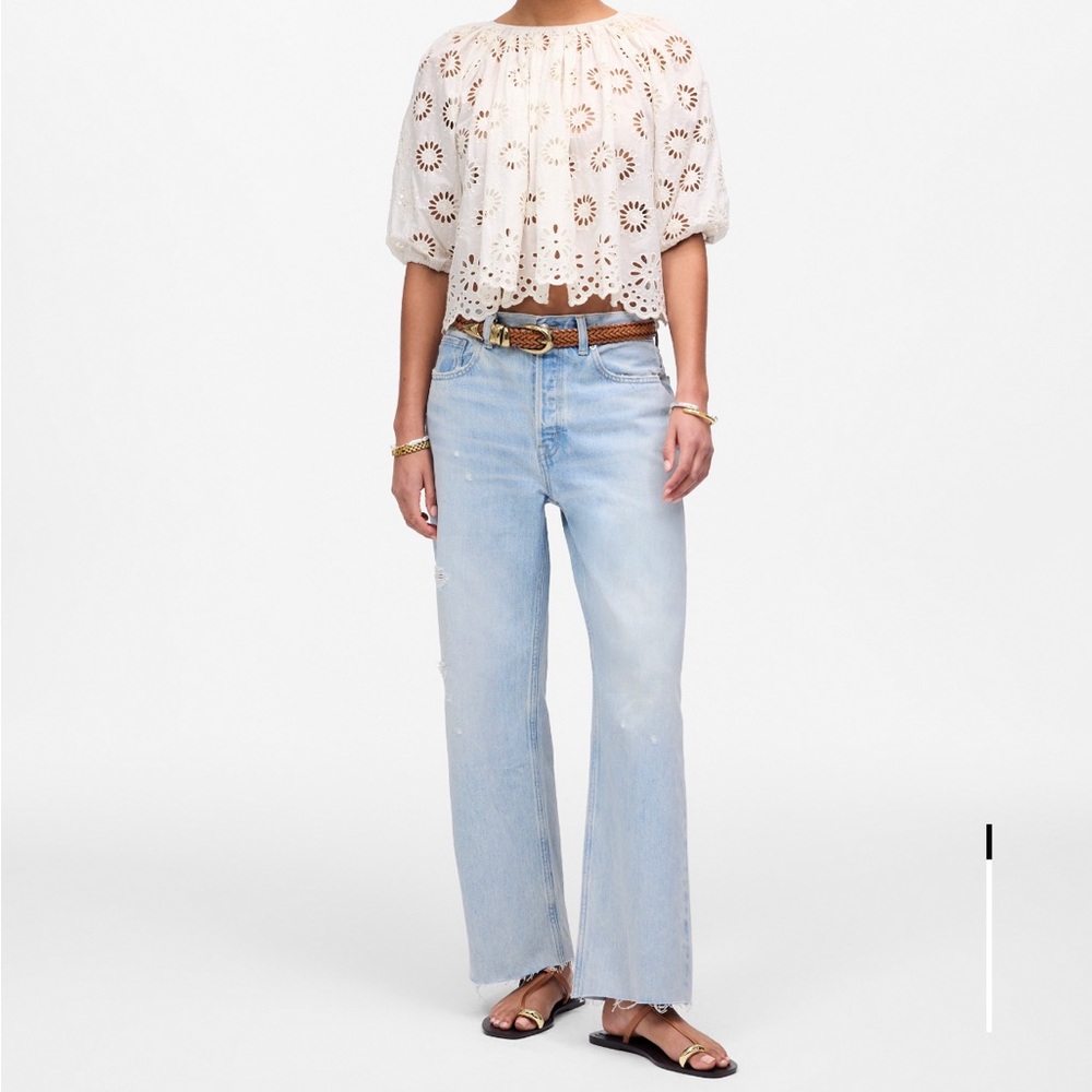 Madewell Low Slung Baggy Crop Jeans Size 25 100% Cotton Light Blue Foster Wash